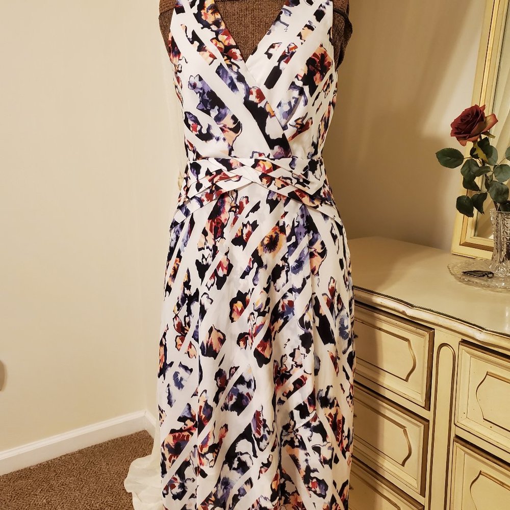 White House Black Market Floral Stripe Dress